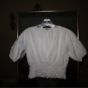 Sim & Sam cropped low cut white shirt